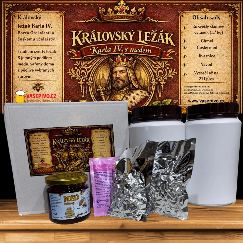 Královský ležák Karla IV. s medem - kompletní výtažková sada na 21 l